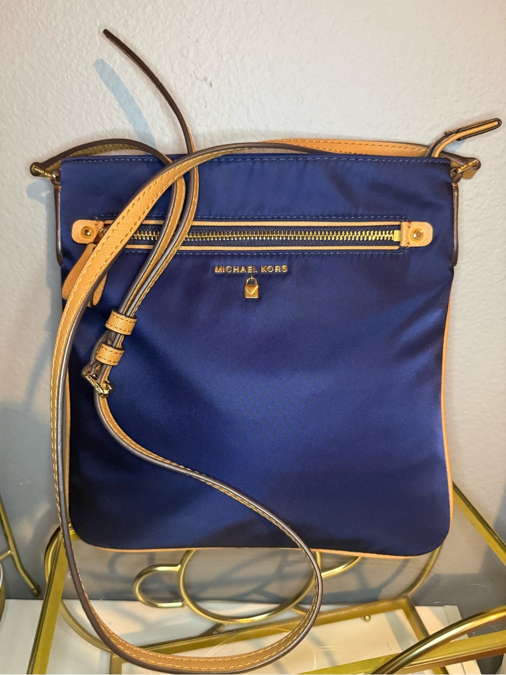 Michael Kors Navy/Tan Crossbody